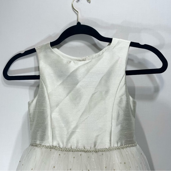 David’s Bridal Girls White & Gold Tulle Dress Size 8 Special Occasion - Picture 2 of 10